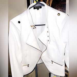 White/ Gold stretch blazer jacket